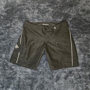 VTG Maui Built Men's Black Board Shorts Butterfly Logo Classic - Size 9 (M)